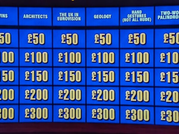 Jeopardy UK Clue Board (Jeopardy, ITV)