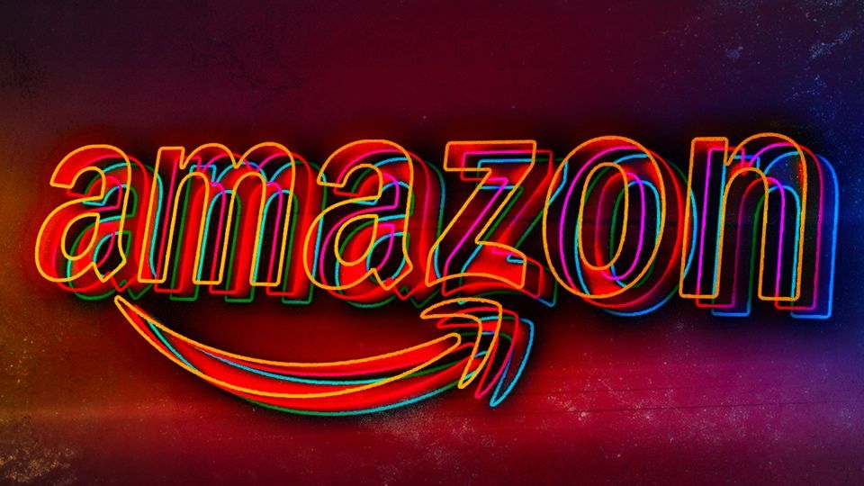 Amazon logo in neon (Best HQ Wallpapers)